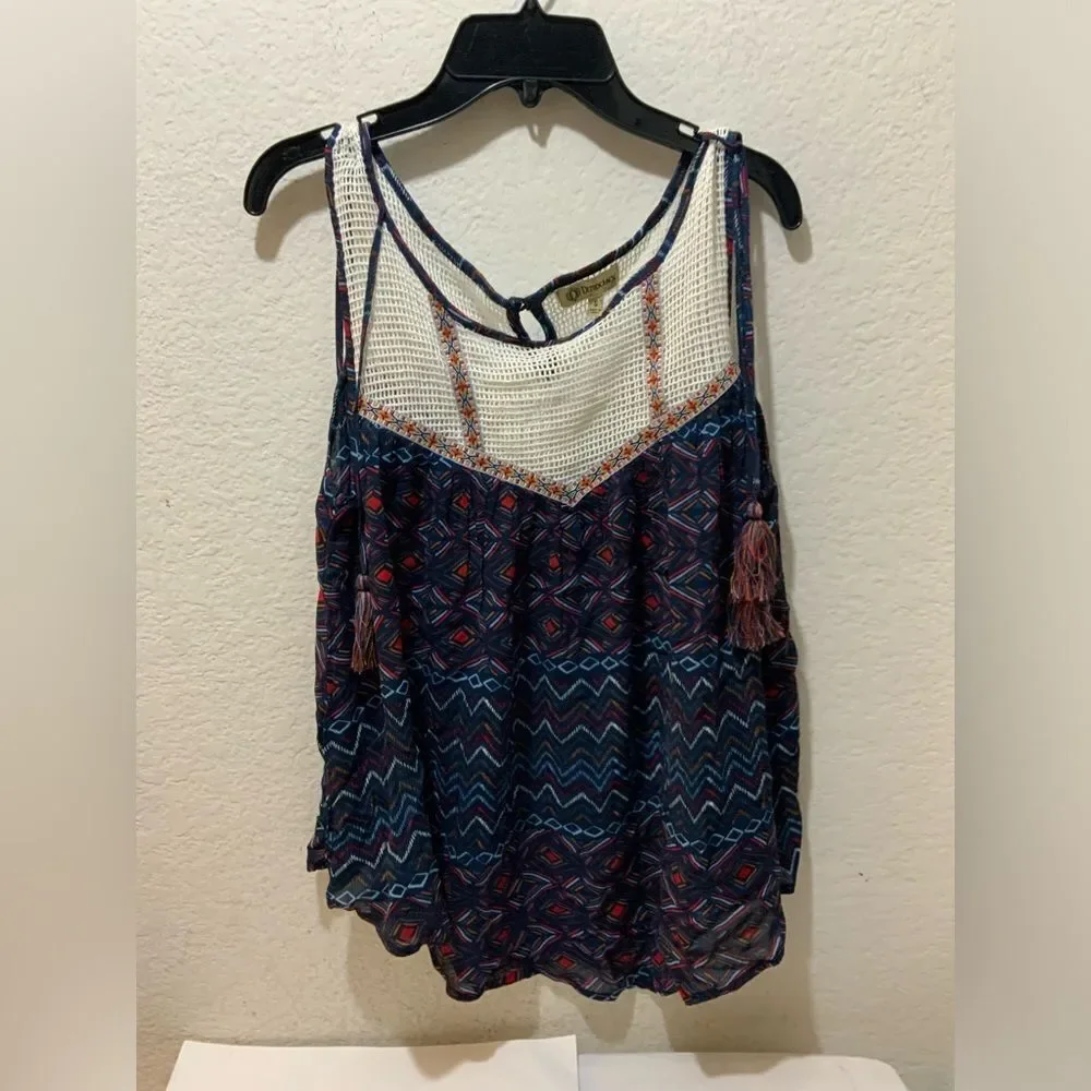 Democracy Blouse Women’s Top Size XS Lace Top multicolor